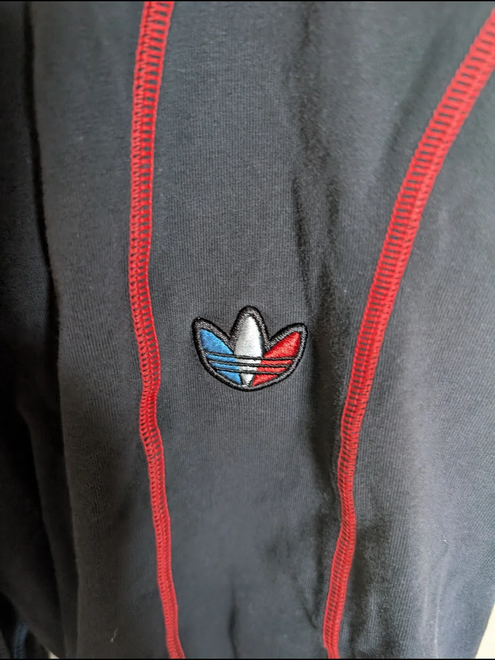 adidas Black Athletic Shorts with Red & Blue Contrast Stitching - Picture 2 of 4